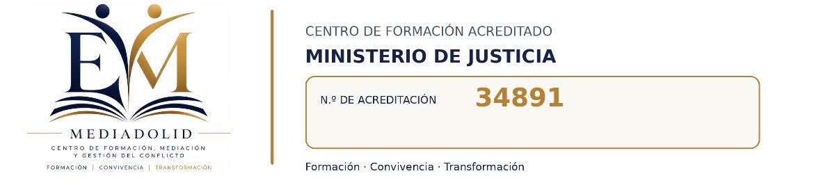 Mediadolid · Centro de formación acreditado · Ministerio de Justicia · N.º de acreditación 34891